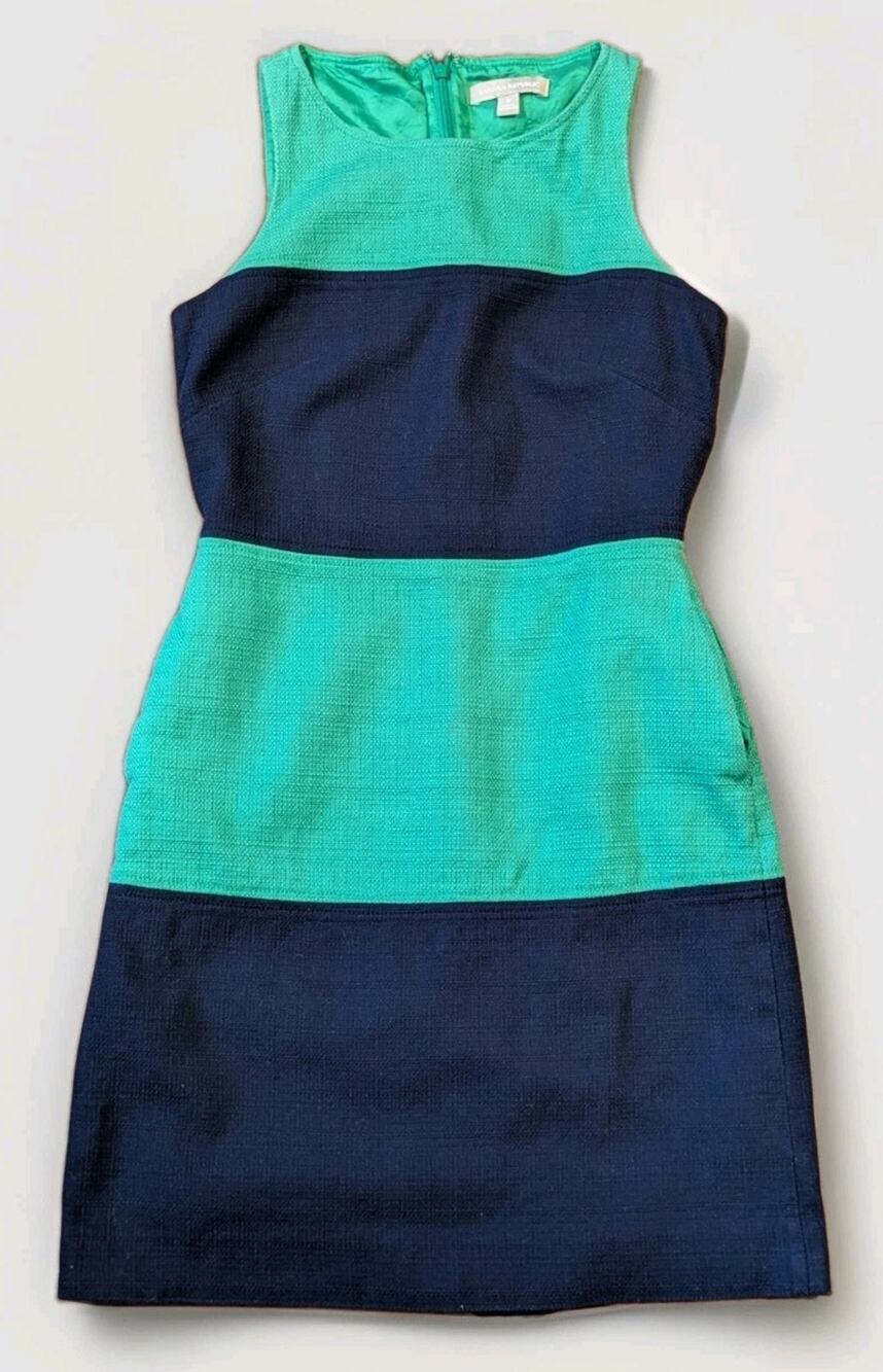 Banana Republic women’s sleeveless colorblock sheath dress size 2 Preppy Classic